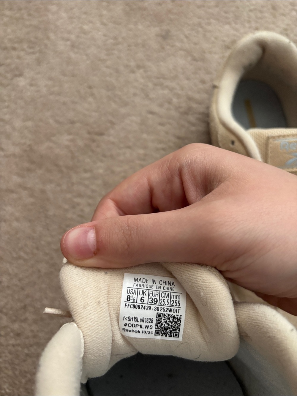 Reebok Cream Suede Sneakers with Light Blue Stripes - Picture 2 of 4